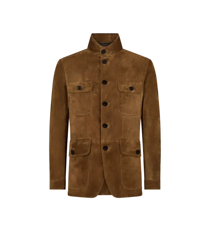 CASHMERE SUEDE MILITARY JACKET PECAN online